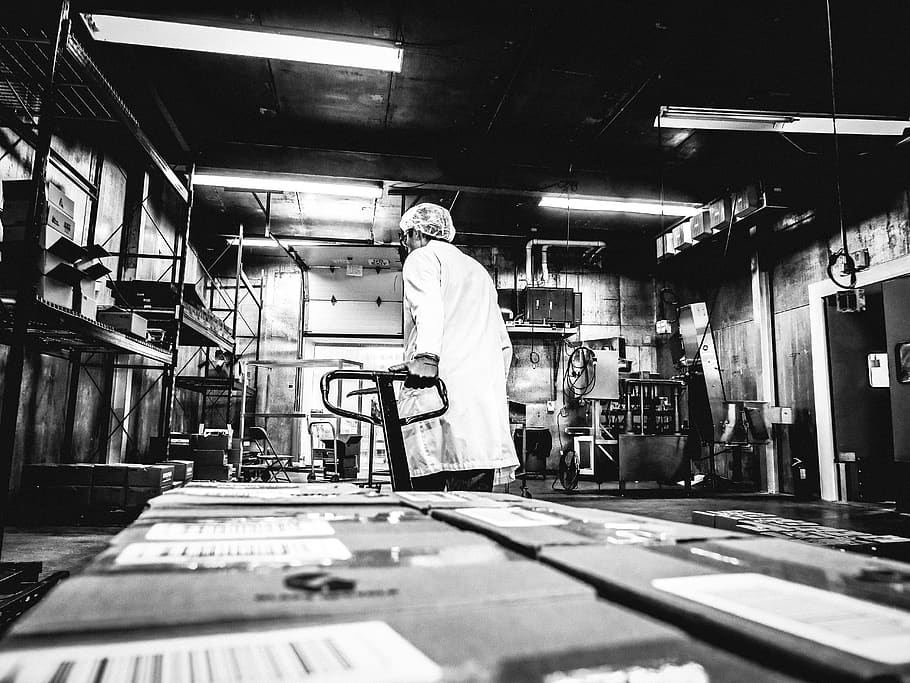 industrial factory lab coat factory worker